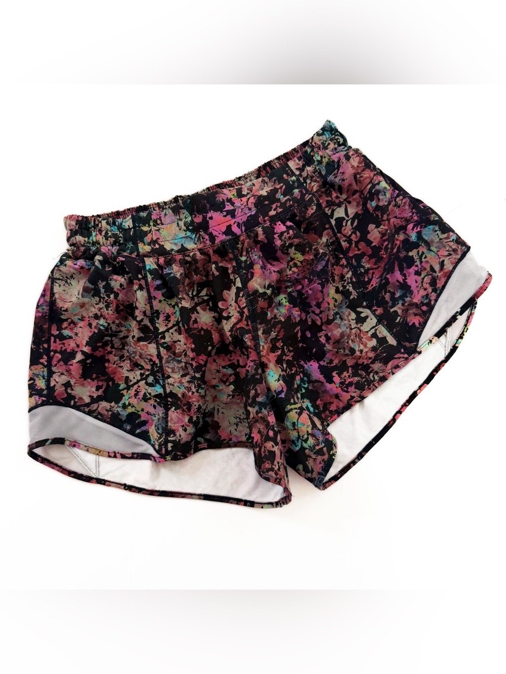 Lululemon Shorts Womens 8 Hotty Hot Stencil Blossom Black Floral Running